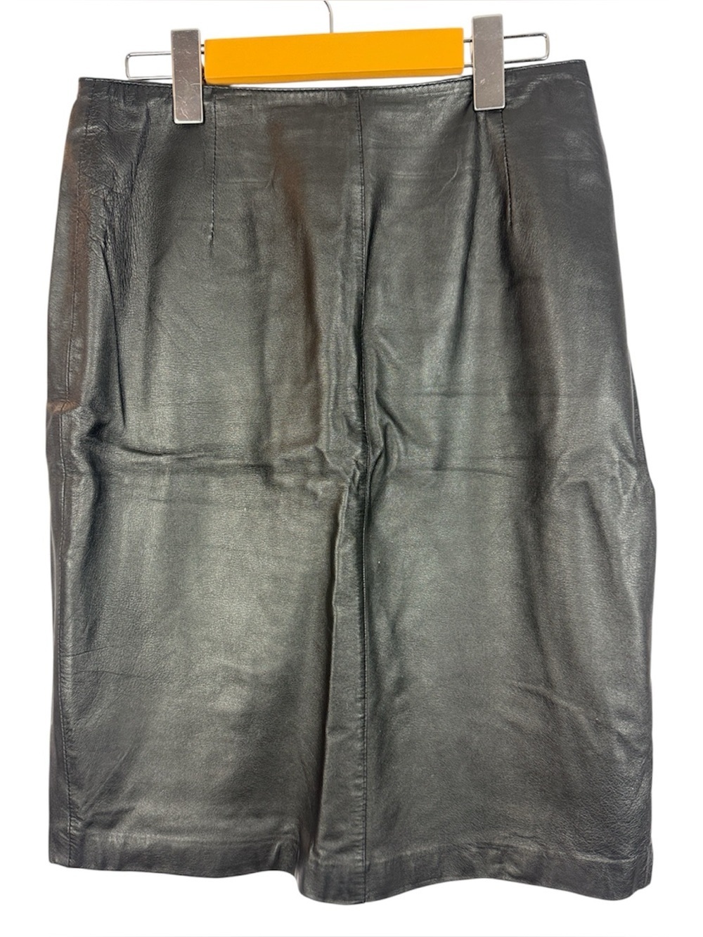 Sarah Taylor Vintage Black Genuine Leather Pencil Skirt Size 9 Rear Vent